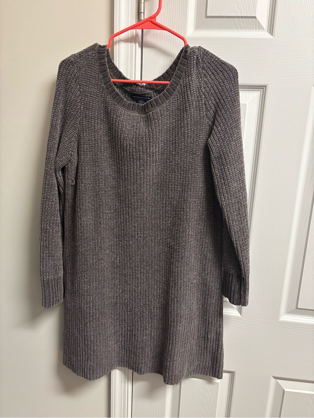 Women's Ribbed Knit Sweater Dress in Charcoal Gray